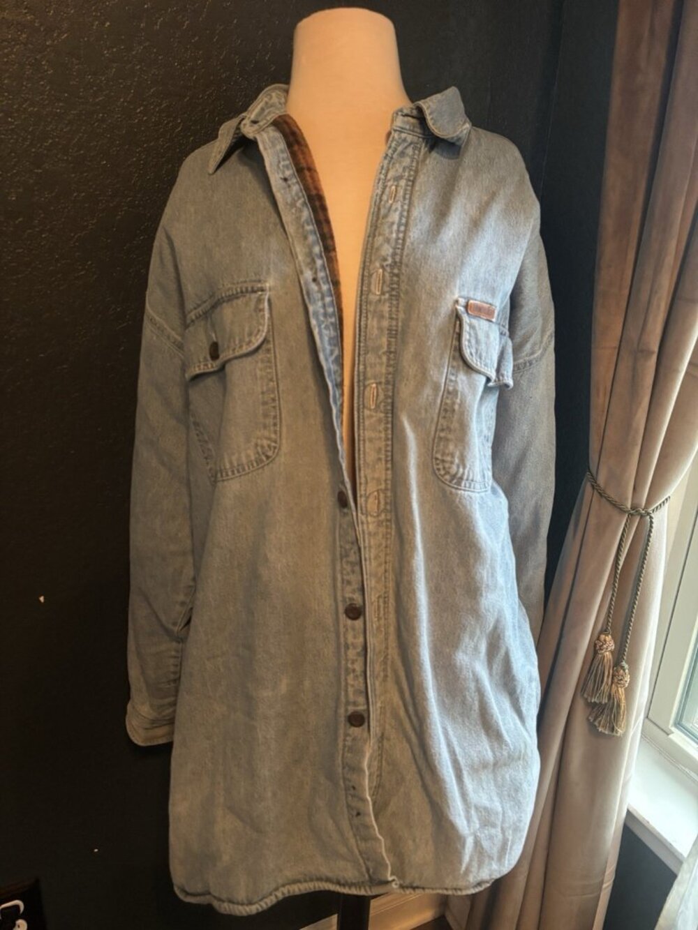 Vintage Wolverine Denim Chore Coat Jean With Fleece Lining Sz XL